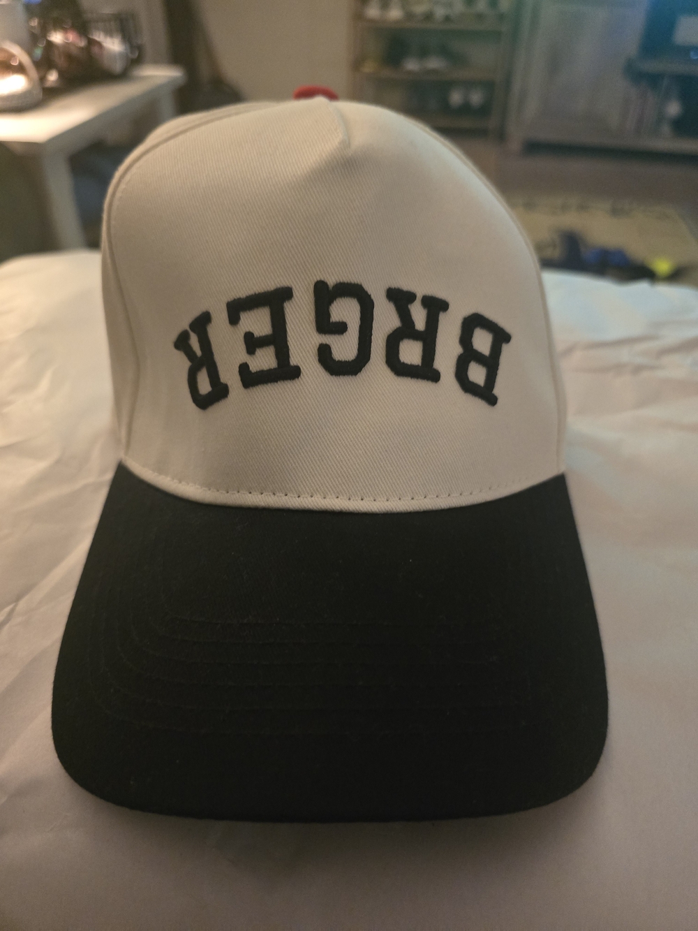 Upside Down Logo Baseball Cap with Embroidery "BRGER" (front) "25" (back)